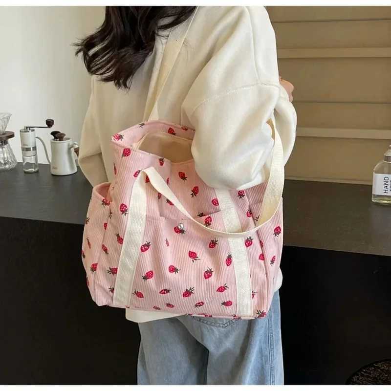 Fresh Sweet Girl Handbag Fashionable High end Corduroy Printed Shoulder Bag Leisure Shopping Commuter Womens Underarm BagT251121