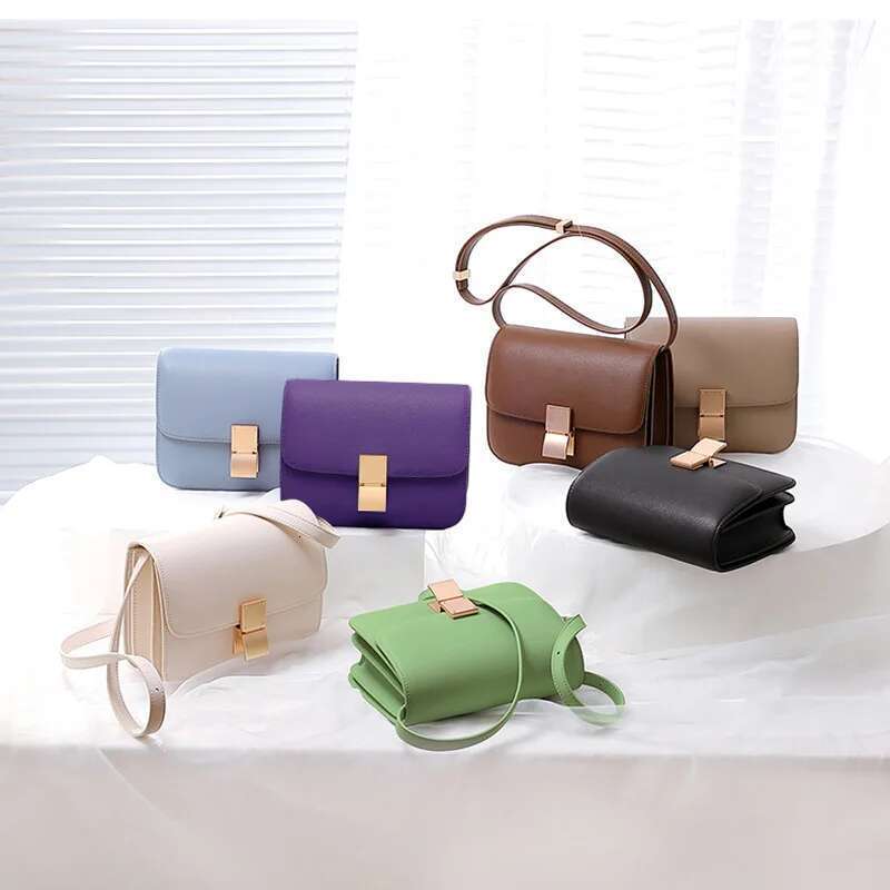 Women Shoulder Female Split Leather Ins Vintage Messenger Lady Small Square Palm Texture Printing Box Flap Underarm Bag Bag