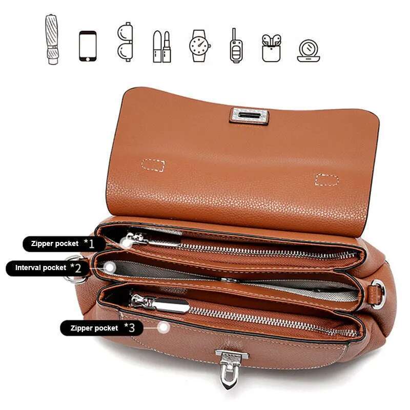 Genuine Leather Women's Designer Crossbody Bags High Quality Cowhide Women Shoulder Bag Female Handbags M8863