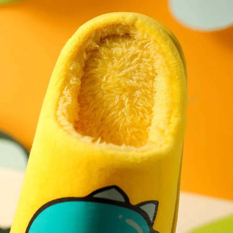 Cartoon Dinosaur Winter Warm Slippers for Kids Boys Girls Non-slip Thickness Soft Soled Slippers for Children Home Plush ShoesW251121