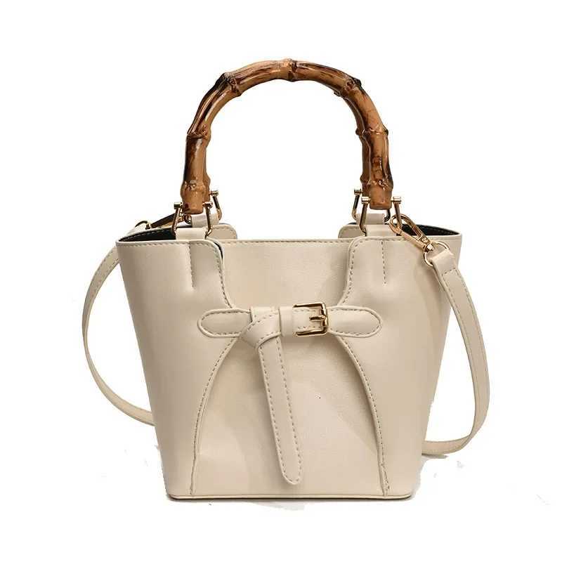 2025 New PU Leather Bamboo Bucket Tote for Wen - Large Capacity Shoder Crossbody Bag Versatile for Shopping Travel Y251121