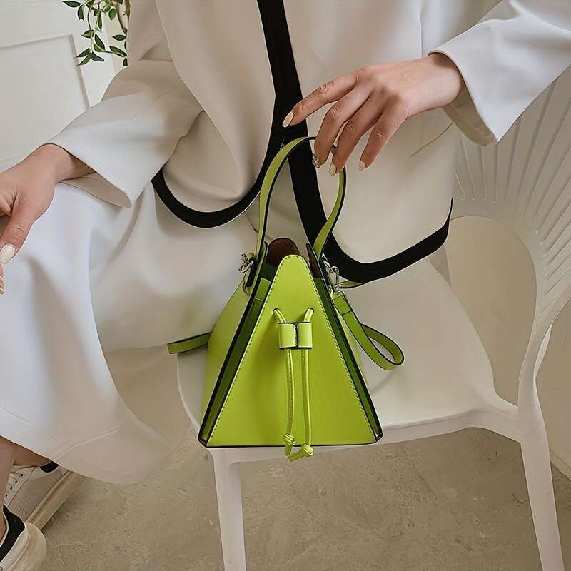 Mini Drawstring Novelty Solid Color Crossbody Bag, Women's Faux Leather Clutch