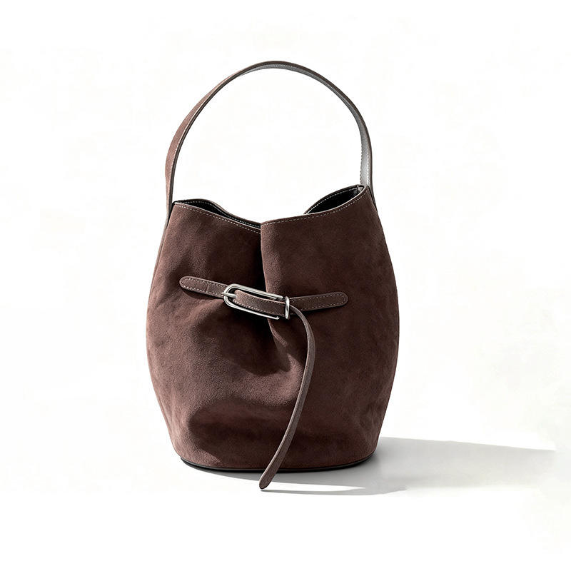 Autumn/Winter Retro Matte Bucket Bag Design Large Capacity Handbag Shoulder Bag Genuine Leather Women's Bag Designer Bag Luxury Bag
