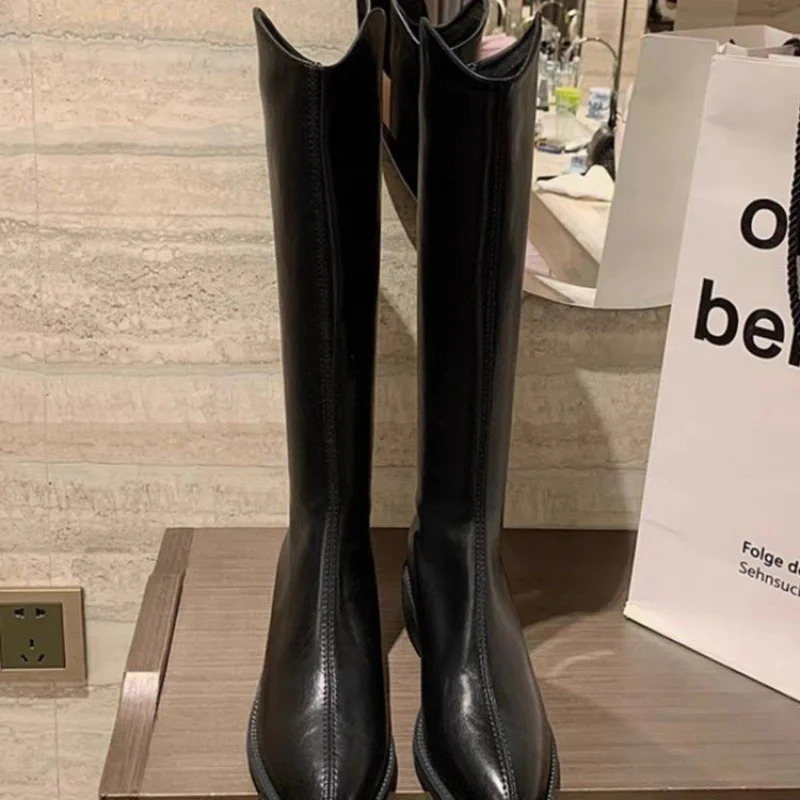 Womens Slimming FleeceLined Winter Boots Petite Fit Long Shaft Knight Style Thick Sole High for Cold Weather 251121