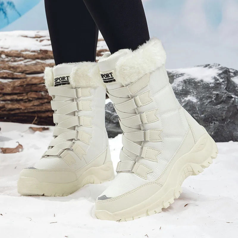 Woman Winter Snow Boots Warm Lengthening With Wide Toe and Adding Velvet Inside Keep Thick Soled Shoes Nonslip 251121