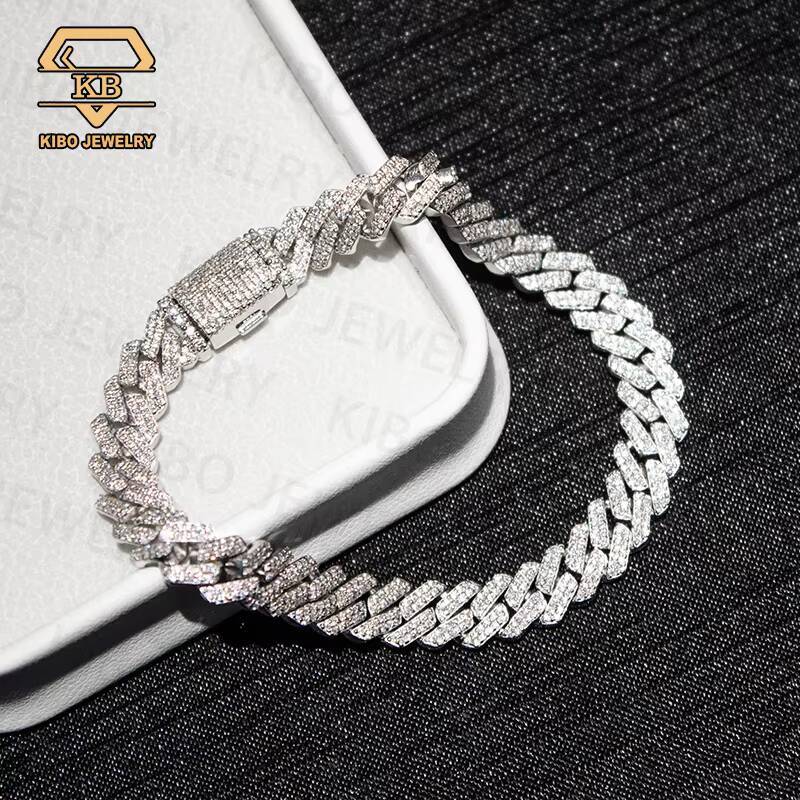 Hot Sale 2025 Hip Hop Fine Bracelets Iced Out Fashion Bracelets 925 Sterling Silver 8mm Miami Moissanite Cuban Bracelet for Men