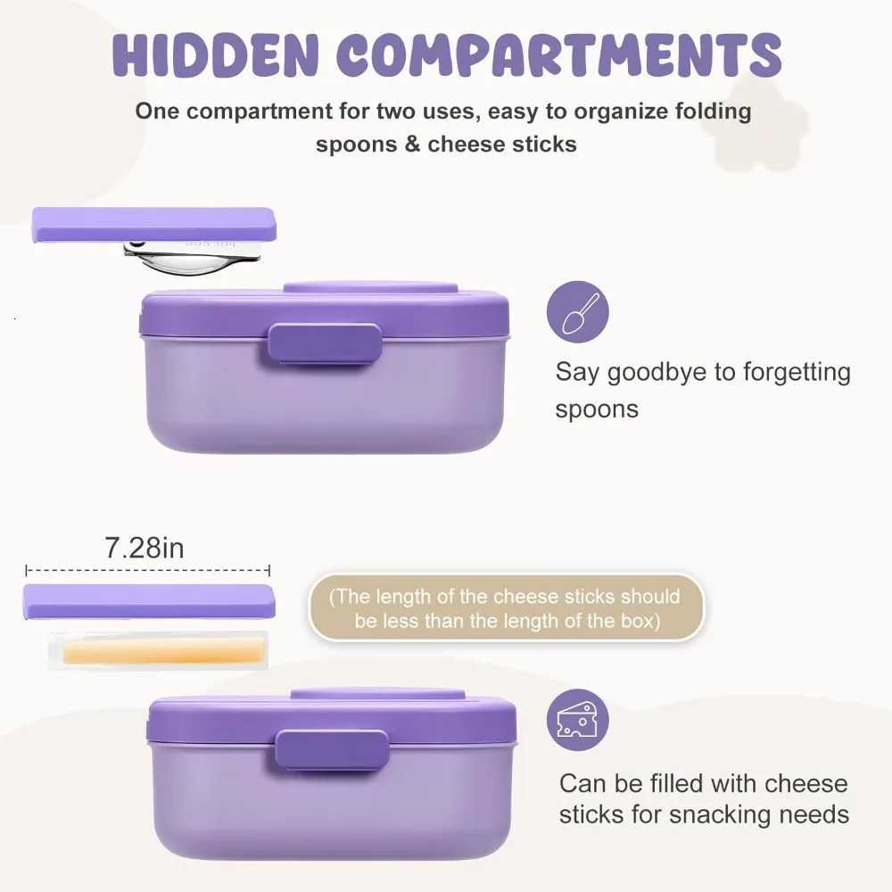 4-Compartment Bento Lunch Box with 12oz Soup Thermos Leak-Proof Insulated Food Container for Travel Work PurpleM251121