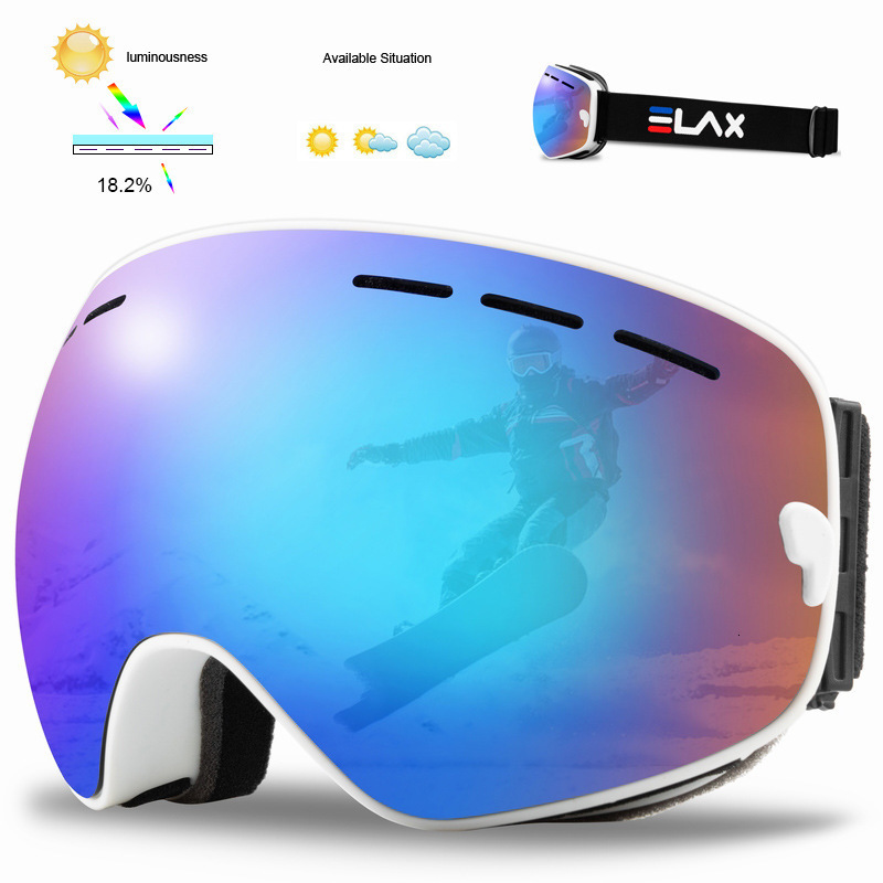 ELAX brand double-layer anti fog ski goggles outdoor sports comma ski glasses big spherical climbing goggles 230824