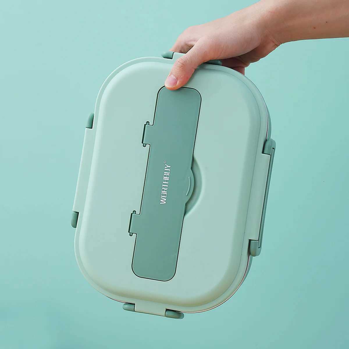 WORTHBUY Microwave 304 Stainless Steel Bento Lunch Box Set With 4/5 Compartment Large Capacity Sealed Student Lunch ContainerM251121