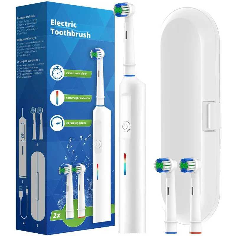 Smart Rotary Electric Toothbrush3 Modes Fast Rechargeable Electric Toothbrush with TimerTravel Case and 2 Brush Heads C251121