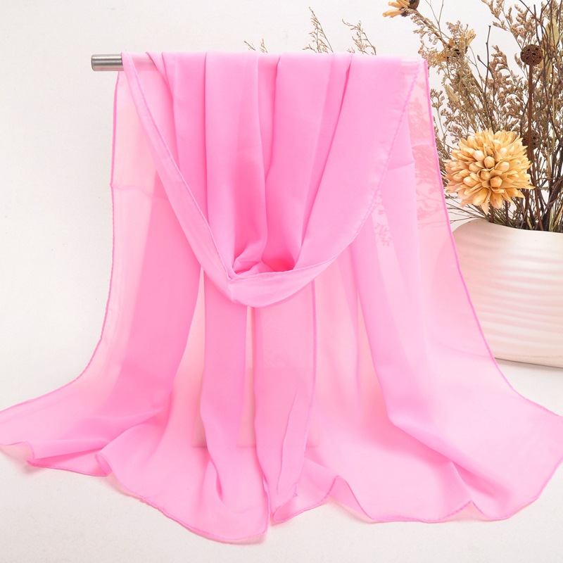 K466 Summer solid color sunscreen silk scarf chiffon long scarf oversized shawl imitation silk silk beach towel factory direct sales