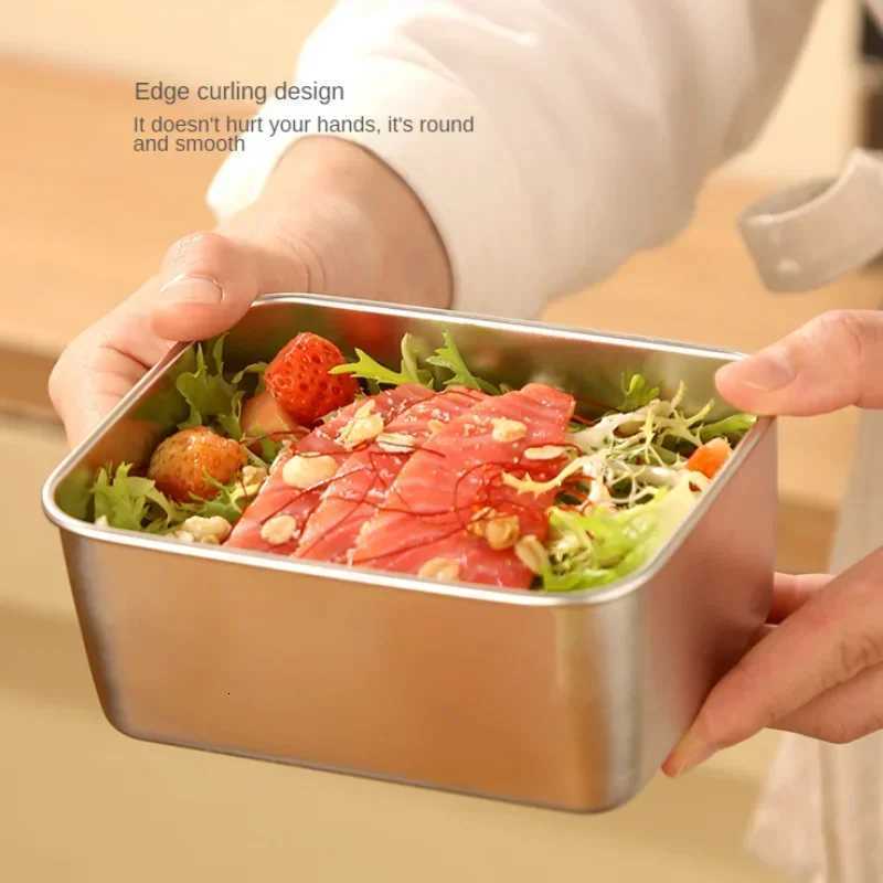 stainless steel fresh-keeping box with sealed lid thickened small lunch box camping food packaging and storage boxM251121