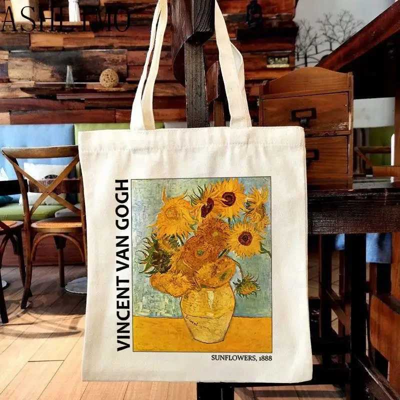 Van Gogh Painting Women Canvas Shoulder Bag High Capacity Tote Bag Aesthetics Cavas Shopping Bags Handbags Books Bag for GirlsT251121