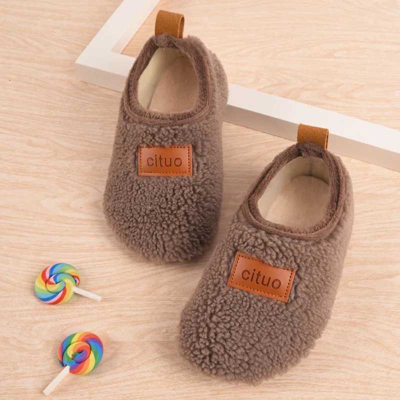 Children Cotton Slippers Solid Warm Kids Winter Home Shoes Boys Girls Plush Floor Shoes Indoor Soft Sole Anti-slip Cotton ShoesW251121