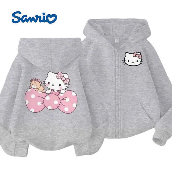 Sanrio Kids Zipper Hoodie Kawaii Hello Kitty Cartoon Anime Boys Girls Sweatshirt Cute Kitty Harajuku Fashion Zipper Style Hoodies Coat H251121