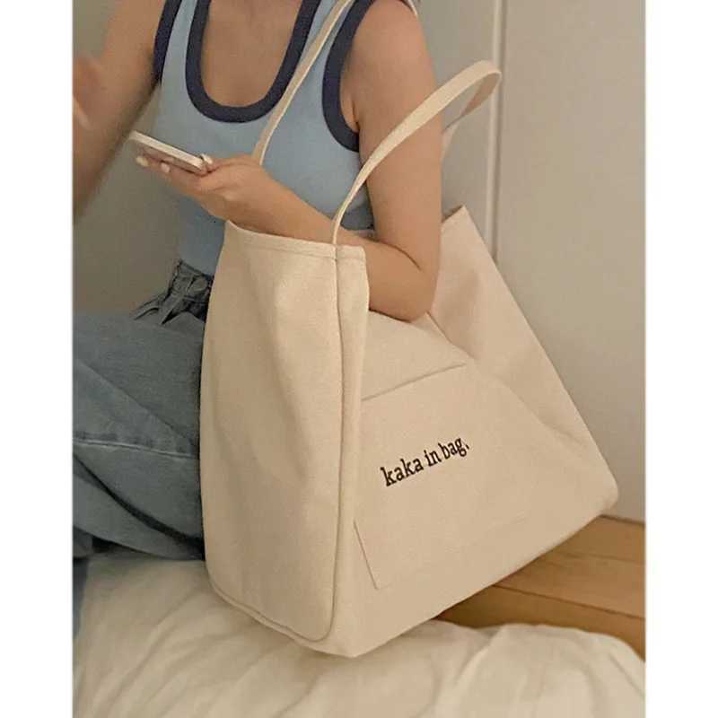 Women Canvas Shoulder Bag Ladies Casual Handbag Tote Bag Large Capacity Cotton Reusable Eco-friendly Shopping Beach BagT251121