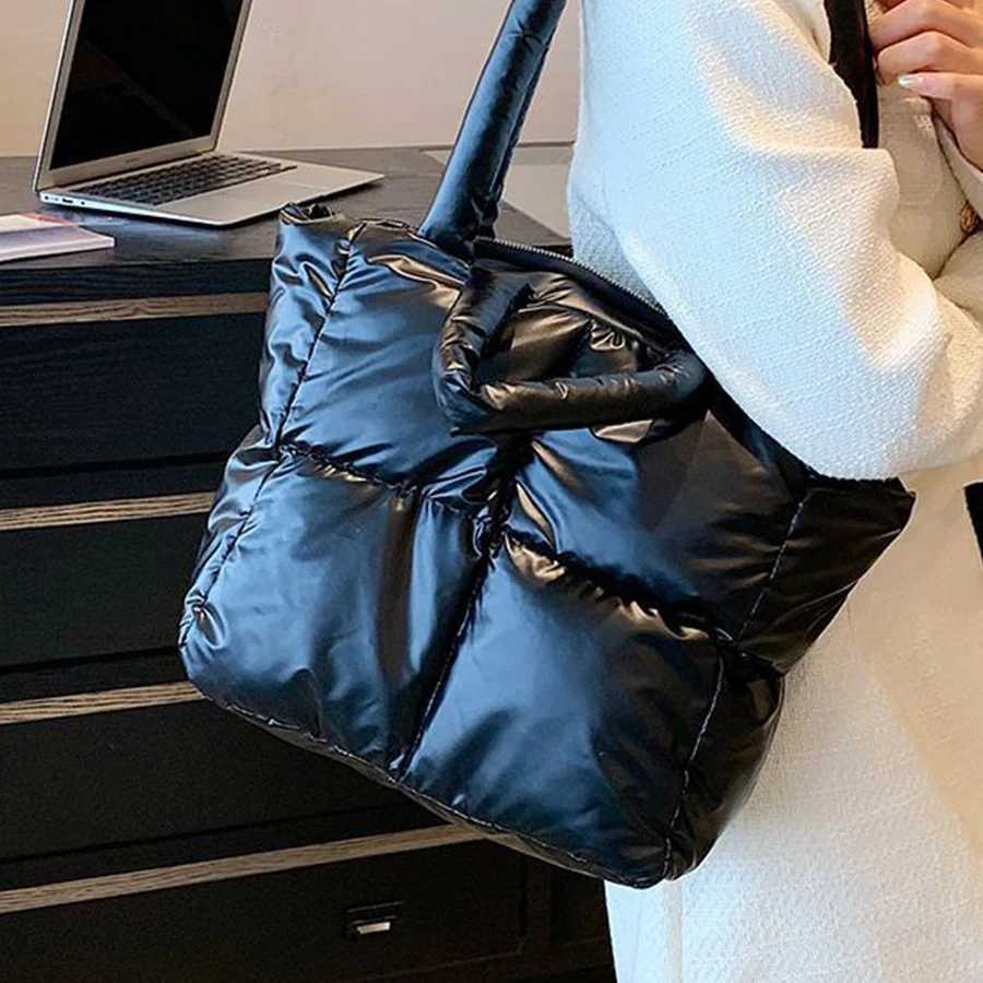 Waterproof Tote Bag for Wen Puffer Cott Padded Shoder Bag Large Capacity Ladies Handbags Quilted Work Cmute Shopping Bag Y251121