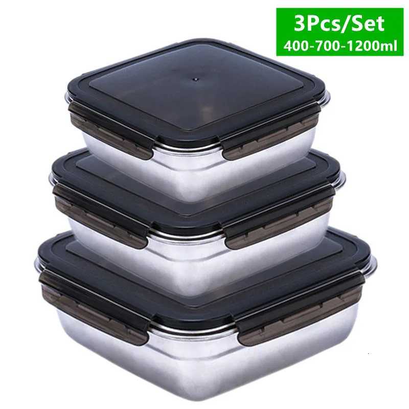 1200/750/400ML Lunch Box Sets Food Grade 304 Stainless Steel Anti-leak Bento Box Strong Tightness Microwave Can Heating LunchboxM251121
