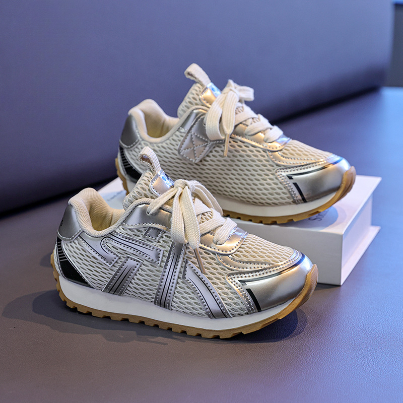Luminous shoes with dual mesh eyes, breathable sports, soft sole, fashionable and trendy shoes, fashionable dad shoes, casual children's shoes