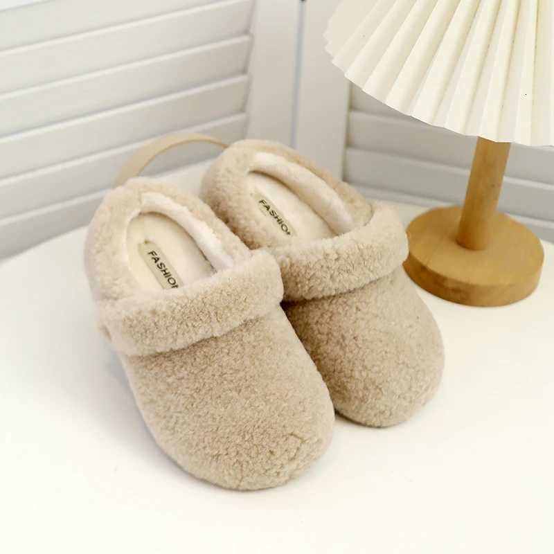 Children Cotton Slippers Soft Bottom Anti-slippery Kids Short Plush Warm Casual Flats Shoes Winter Girls Home Fluffy SlippersW251121
