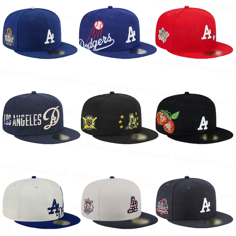 NEW E MLB LA embroidery Flat Brim Hat - Non Adjustable Closed Back Baseball Cap Unisex Street Fashion Sun Protection Hat 20 style high quality