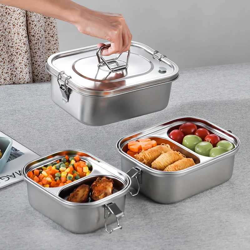 304 Stainless Steel Lunch Box Food Container Bento Box For Kids Adult Double Layer Large Capacity Tableware Food Storage BoxM251121
