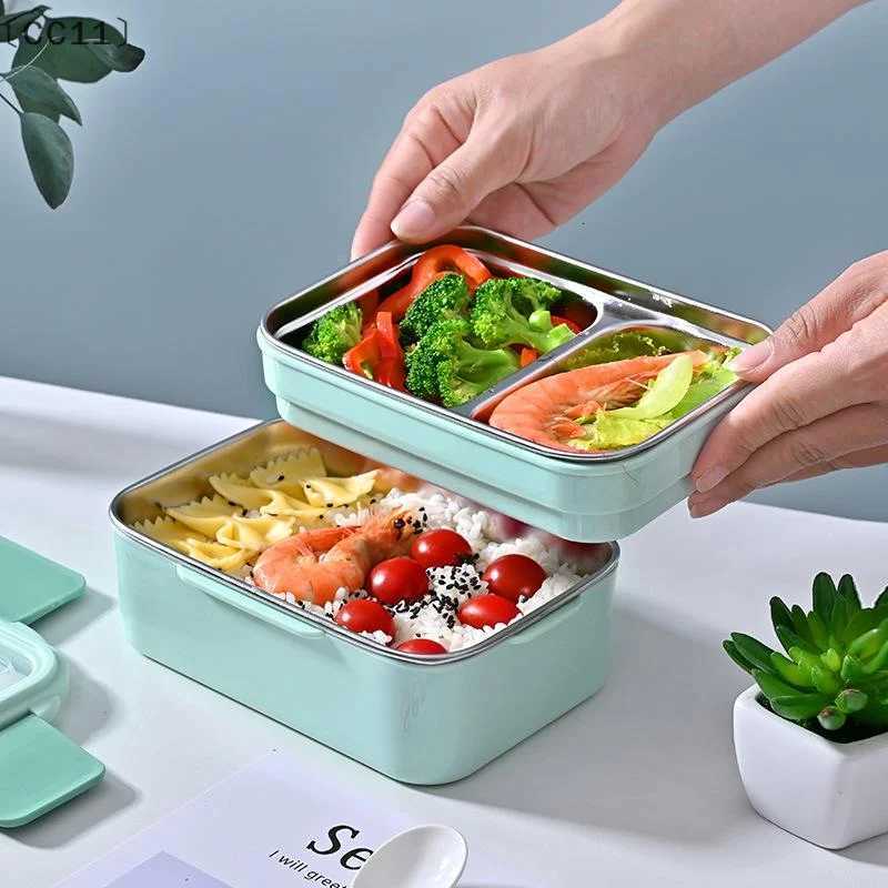 CC11Stainless Steel Divided Bento Lunch Box With Detachable Lid Student Portable Large Capacity Sealed Lunch ContainerM251121