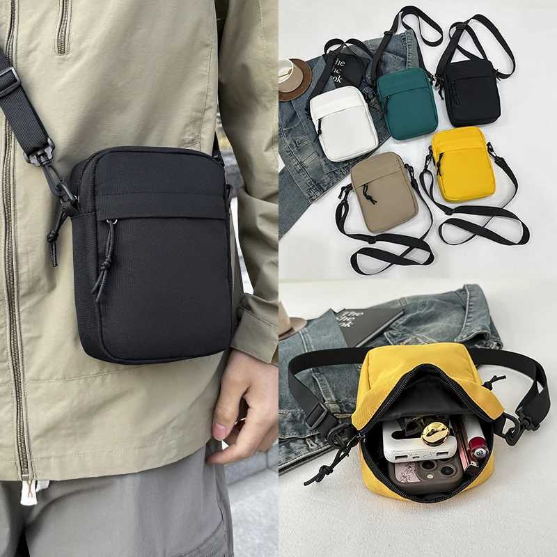 Korean Style Womens Crossbody Bag Solid Color Oxford Shoulder Handbag Simple Shopper Purse for Students Mobile Phone BagT251121