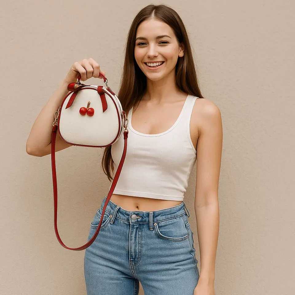 Messenger bag ladies new arrival small size simple cherry design shoulder bag small backpack tote bagT251121