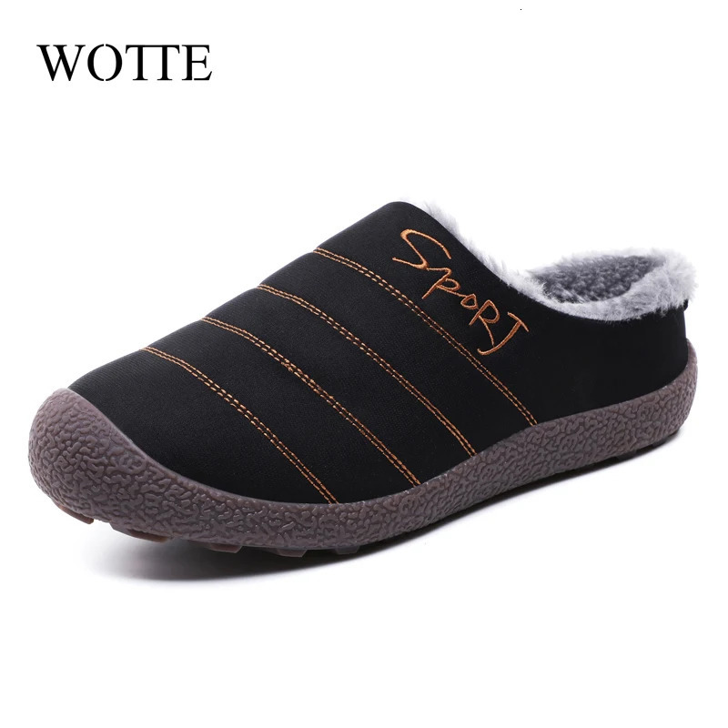 Waterproof Men Slippers Winter Push Velvet Nonslip Cotton Warm Shoes Indoor Outdoor Casual 251121