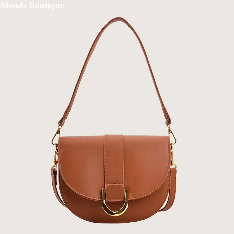 MOODS Famous Brand Saddle Shoder Bags For Wen Golden Hardware Solid Color PU Crossbody Bag 2023 New Luxury Designer Handbags Y251121