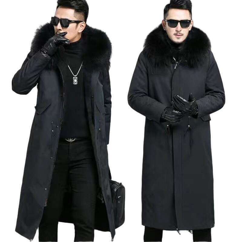 Parka Detachable Winter New Men's MidLength Inner Lining Faux Mink Fur Coat