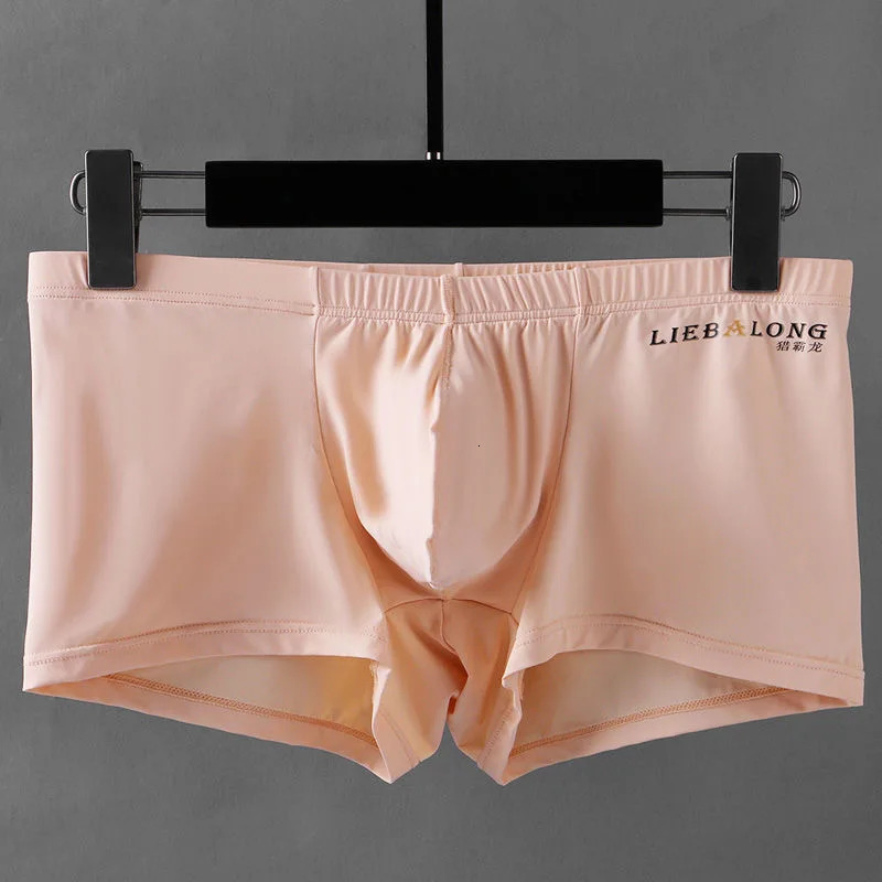 Long protruding Ushaped bag sexy lingerie elephone nose boxer mens soft and comfortable transparent shorts ice silk 250417