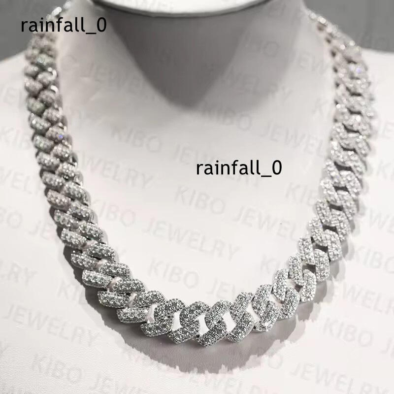 Fine Jewelry Customized 18mm 22 Inches 925 Sterling Silver Iced Out VVS Moissanite Cuban Link Chain Necklace for Men