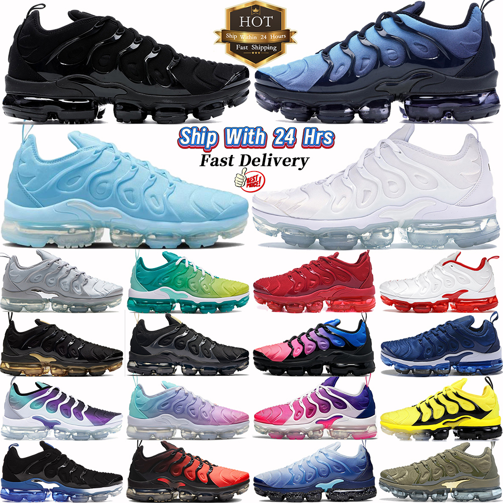 Designer Running Shoes Tn plus sneakers Triple Black university blue Cool Grey Cotton Candy Metallic Gold Ice Lemon Lime DHgate Outdoor Sports Womens Mens Trainers