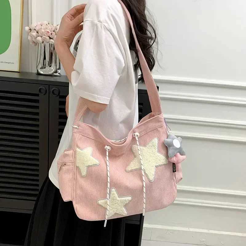 Girls Cute Star Print Shoulder Bags Women Japanese Casual Fashion Crossbody Bag Y2k Streetwear Tote Bags for College StudentT251121