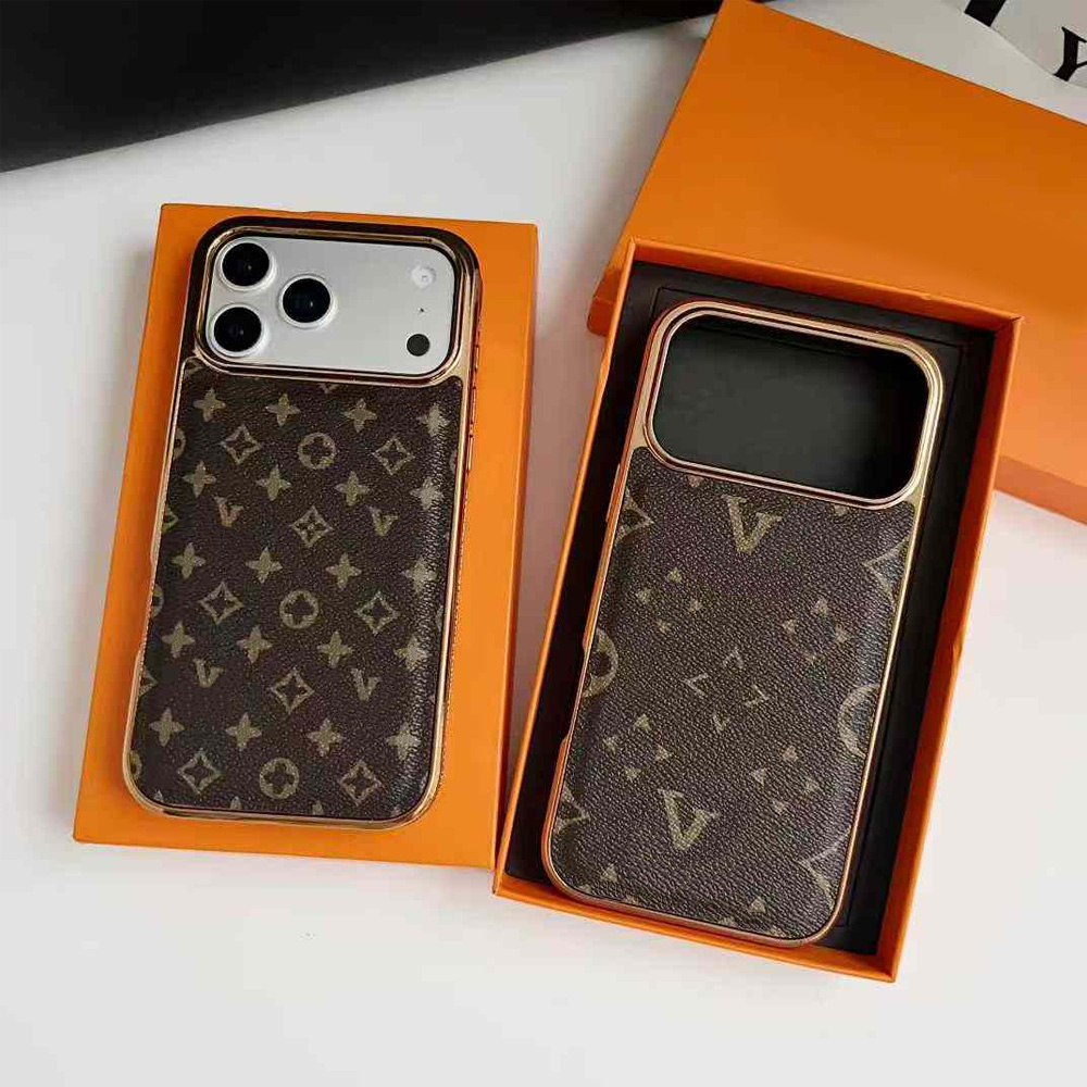 Designer Phone Cases golden Bumper Pallas Iphone 17 Pro Max Designer Lens cap Phone Case iPhone Case Leather for Apple iPhone 16 15 ProMax 14 13 12 Mobile Cover Cases