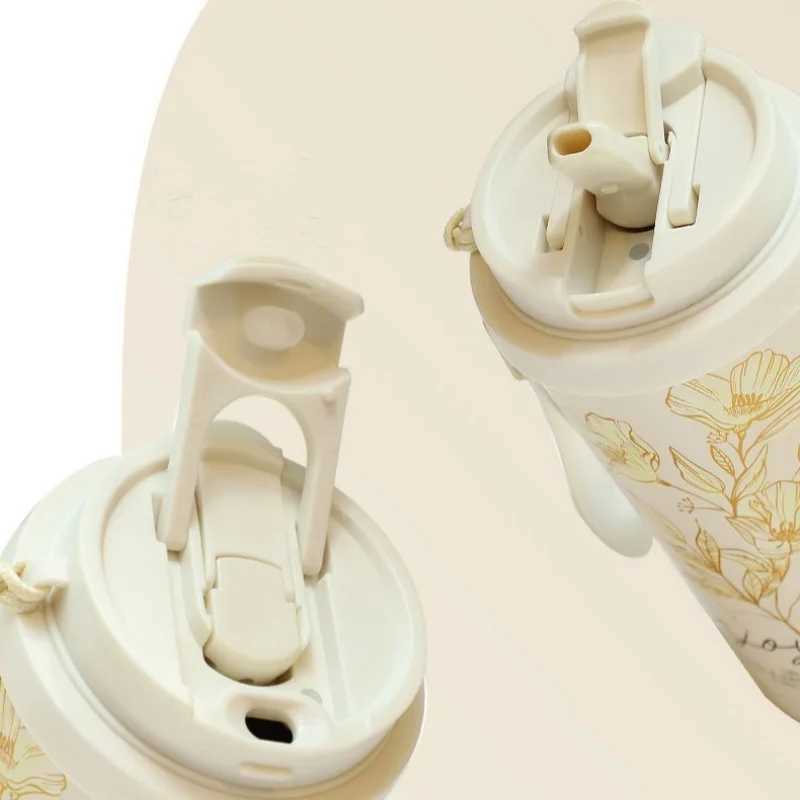 500ml Thermos Coffee Insulated Stainless Steel Vacuum Flask ColdHot Double Wall Straw Cup Thermal Iced Travel Mug L251121LGGV W260226