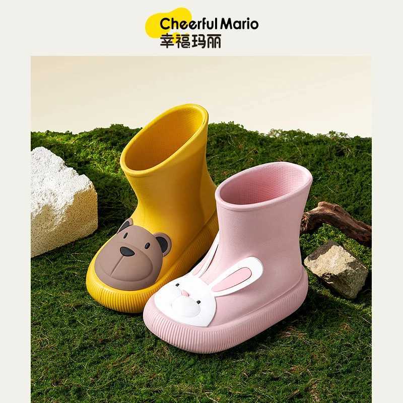 Cheerful Mario Children Rain Boots Baby Rain Boots New Cute Cartoon Rain Shoes Waterproof Boys and Girls Non-Slip Rubber ShoesW251121