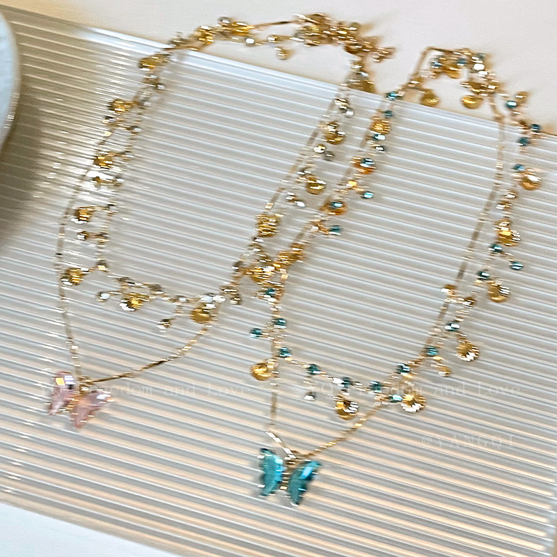 Zircon Double Layered Stacked Necklace For Women Temperament Clavicle Chain Jewelry Crystal Choker Free shipping