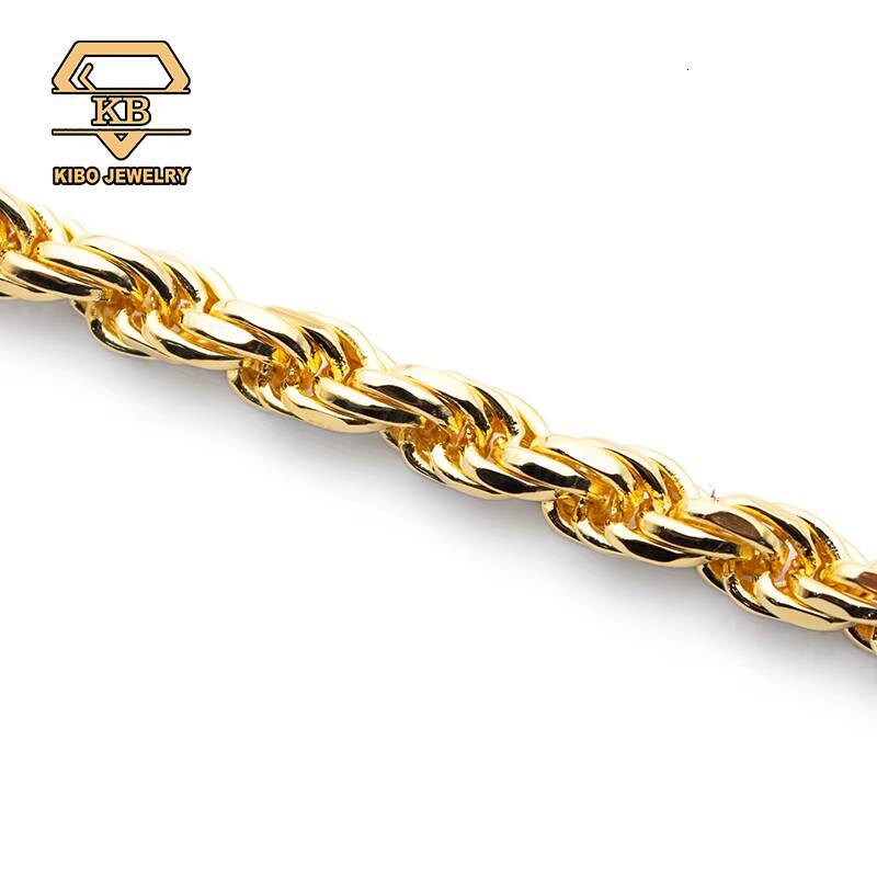 Hip Hop Men NecklaceIced 6mm Rope Chain 925 Silver Gold Plated Moissanite Rope Chain Diamond Cut