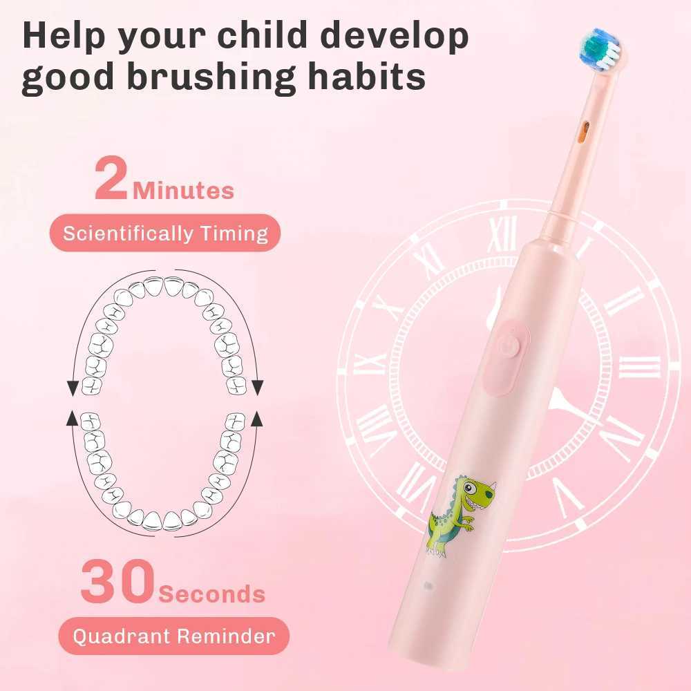 Children Electric Toothbrush Cartoon Kids With Replacement Head IPX7 Waterproof Rechargeable Sonic RotatingToothbrush Cute C251121