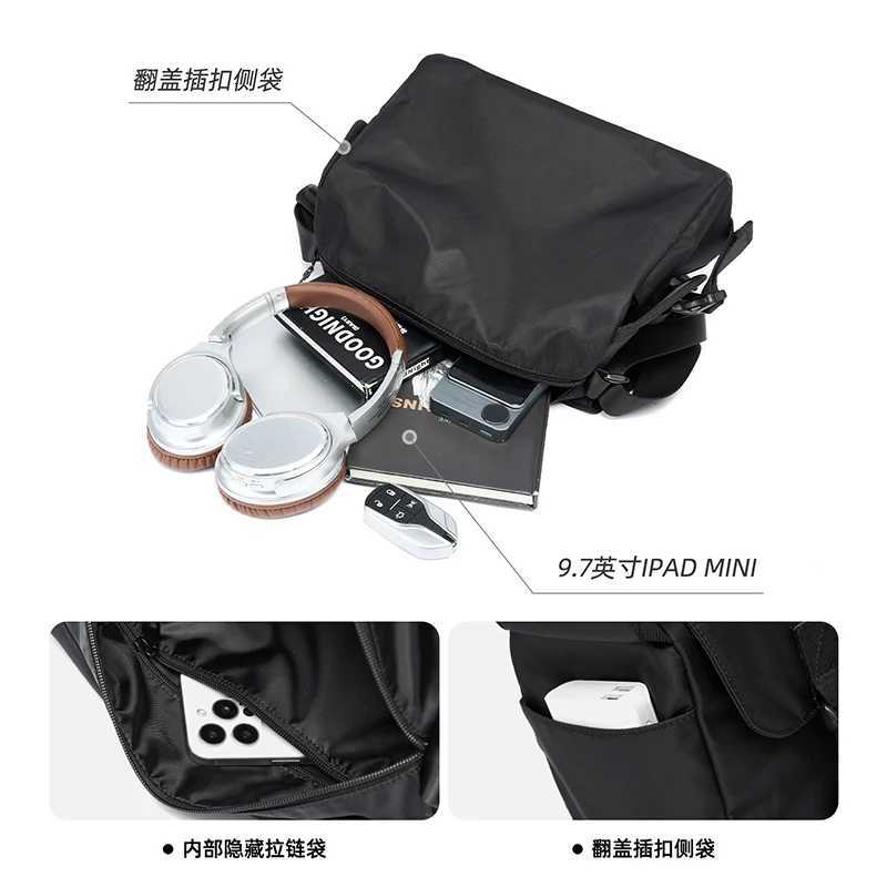 Fashion MOYYI Mtifunctial Men Messenger Bag Waterproof Crossbody Shoder Bag Flip-top Snap 97inch IPAD Bag Reflective Strip Design Y251121
