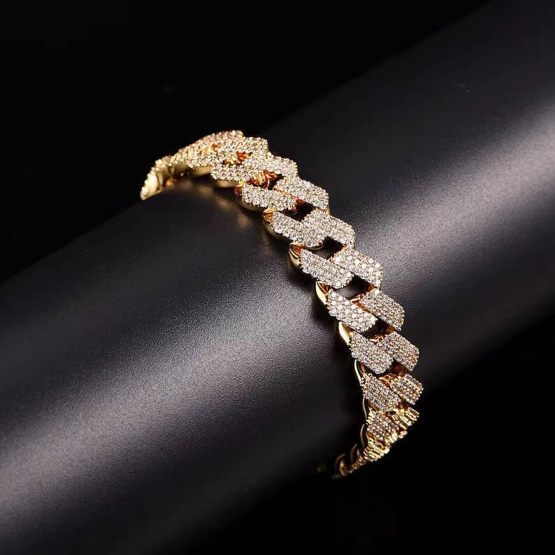 10mm 3 Row Miami Cuban Link Bracelet High Quality Hand Setting Fashion Iced Out Jewelry S925 Cuban Bracelet for Men