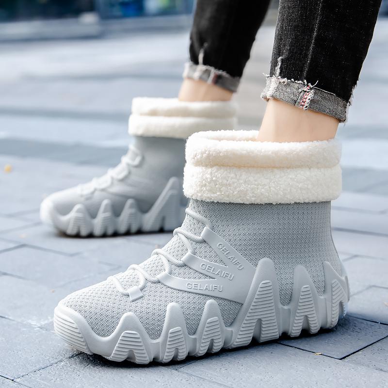 mens lowtop waterproof odorresistant slipresistant rain boots constructiongrade durable work shoes fleecelined removable winter footwear