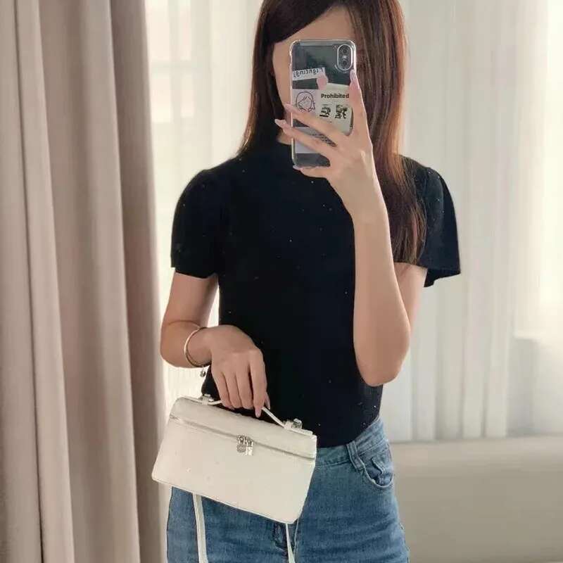 Top Layer Cowhide Leather Lunch Box Pattern Handbag Small Calfskin Simple Crossbody Clutch Bag For Women Soft Shape