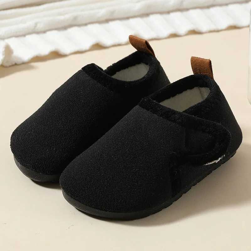Autumn Winter Indoor Kids Shoes Anti Slip Soft Sole Children Floor Shoes Boys Girls Plush Warm Cotton Slipper Solid Home ShoesW251121