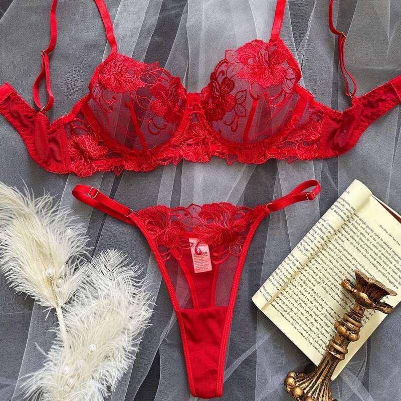 Lace Sexy Lingerie Kano Romantic Valentine S Day New Floral Embroidery Sheer Push Up Sexy Lingerie Set For Women
