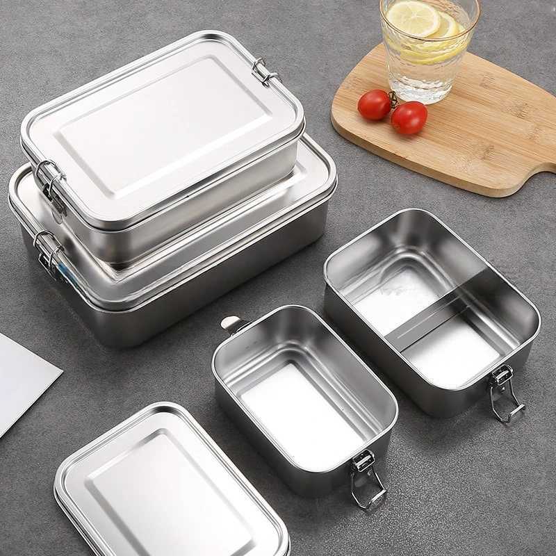 1200ML Stainless Steel Lunch Box Portable Snack Fruit Storage Plate Bowl or Picnic Camping School Office Compartment Lunch BoxM251121
