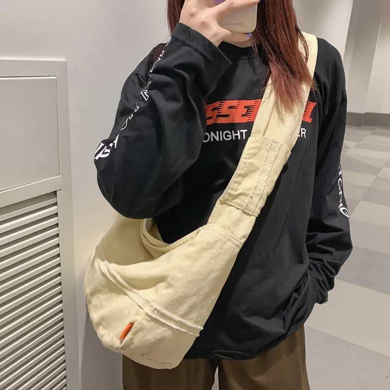 HOCODO Fashion Ladies Messenger Bag Large Capacity Shopping Bag Unisex Canvas Student Shoulder Bag Solid Color Handbag WomenT251121